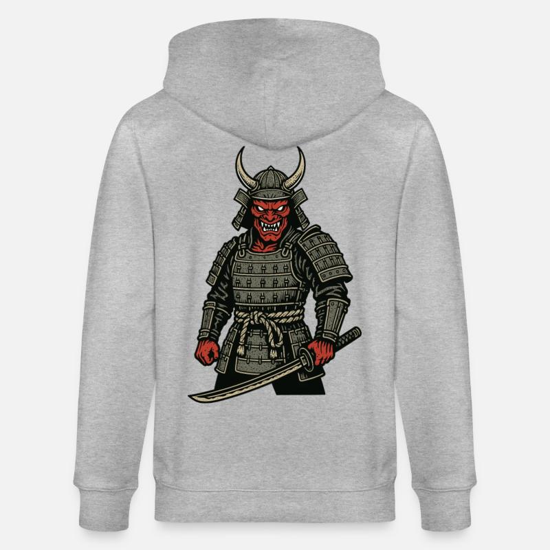 Oni Samurai - Dämonischer Krieger - Stanley/Stella Unisex Bio-Kapuzenjacke CULTIVATOR  - Grau meliert