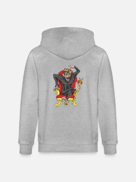 Bitcoin Monkey King - Beta Edition - Stanley/Stella CULTIVATOR Unisex Organic Hooded Jacket - heather grey