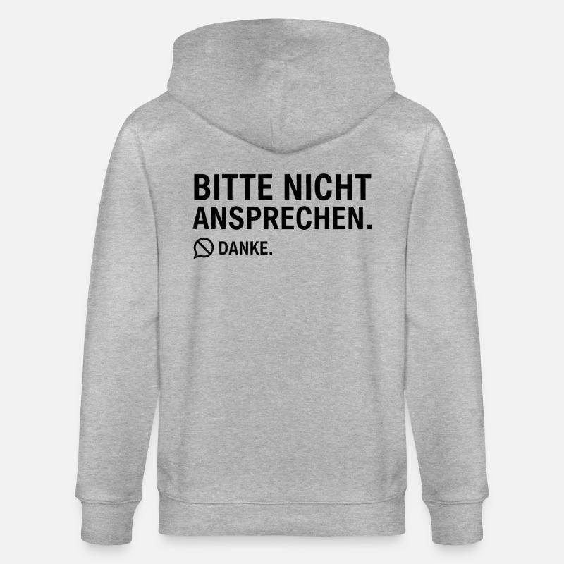 Bitte nicht ansprechen. Danke. | Introvertiert - Stanley/Stella Unisex Bio-Kapuzenjacke CULTIVATOR  - Grau meliert