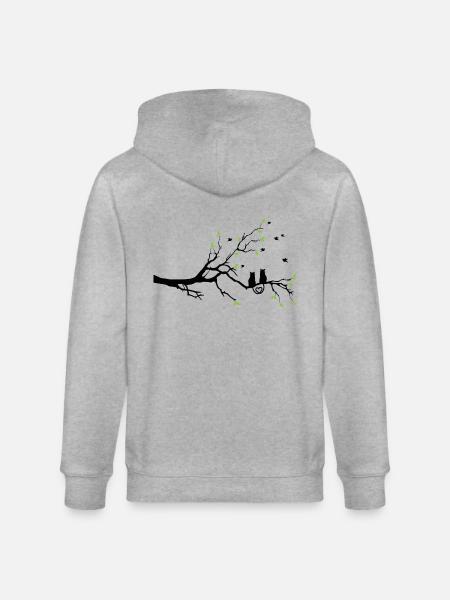 Deux chats turteln sur l'arbre - Veste à capuche bio CULTIVATOR Stanley/Stella Unisexe - gris chiné