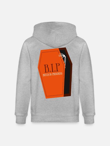 B.I.P. Coffin Print - Stanley/Stella CULTIVATOR Unisex Organic Hooded Jacket - heather grey