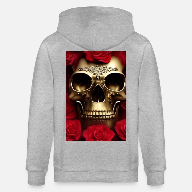 Crâne doré avec des roses - Veste à capuche bio CULTIVATOR Stanley/Stella Unisexe - gris chiné