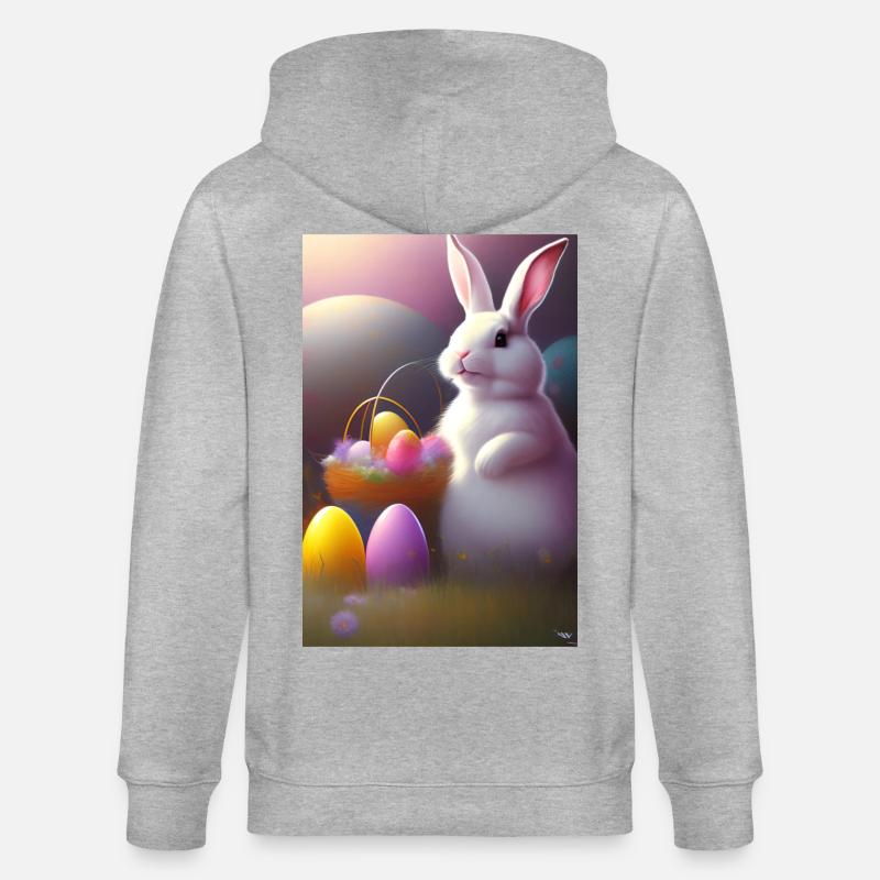 Easter Bunny with Easter Eggs - Stanley/Stella CULTIVATOR Unisex Organic Hooded Jacket - heather grey