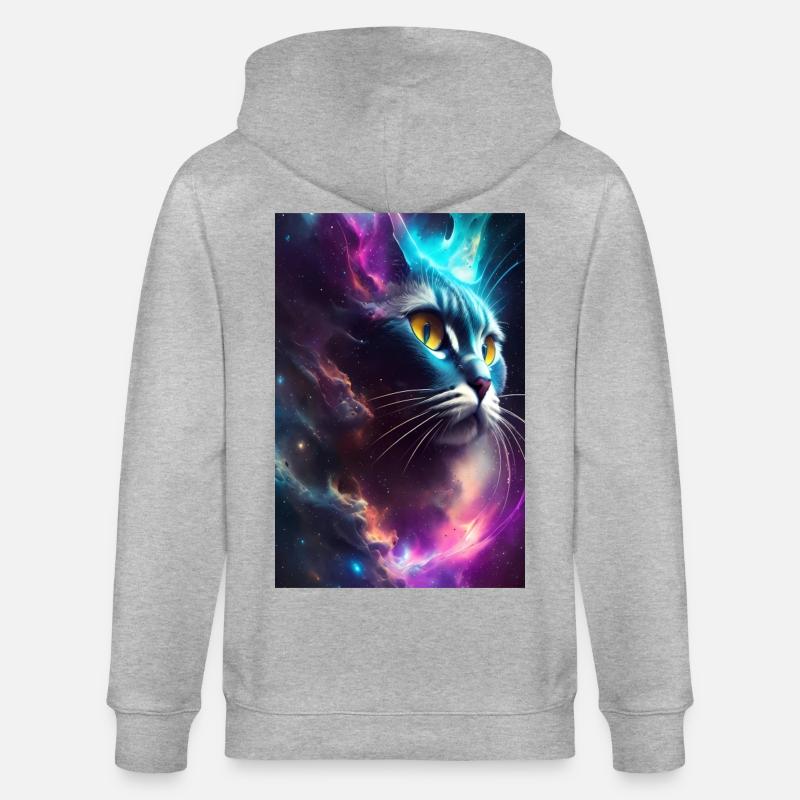 Chat dans l’espace - Veste à capuche bio CULTIVATOR Stanley/Stella Unisexe - gris chiné