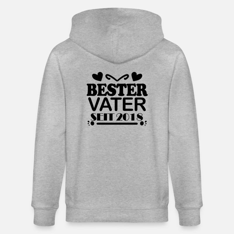 Bester Vater seit 2018 - Stanley/Stella Unisex Bio-Kapuzenjacke CULTIVATOR  - Grau meliert
