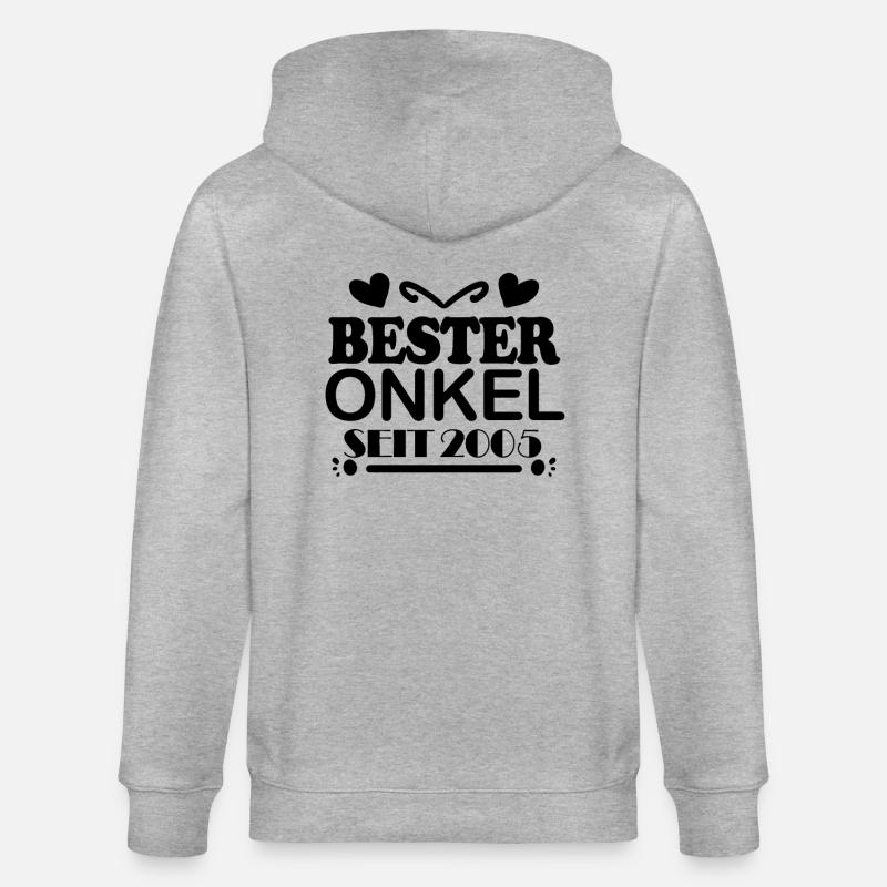 Bester Onkel seit 2005 - Stanley/Stella Unisex Bio-Kapuzenjacke CULTIVATOR  - Grau meliert