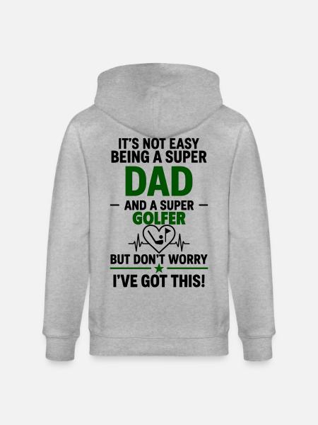 Herz + Golf – Super Papa Golfer - Stanley/Stella CULTIVATOR Unisex Organic Hooded Jacket - heather grey