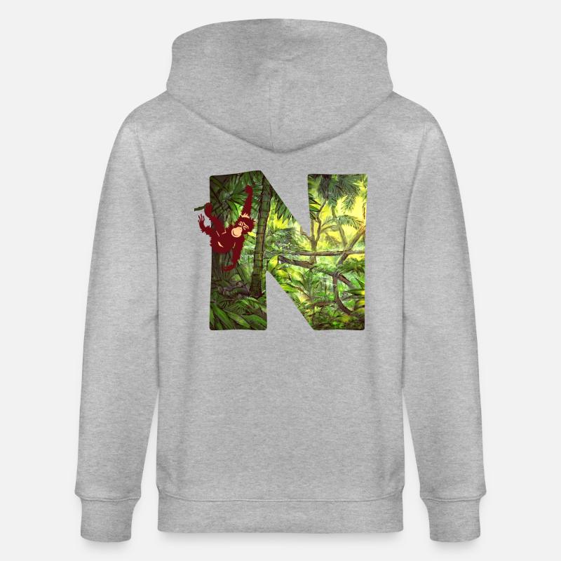 dschungel mit affe n - Stanley/Stella Unisex Bio-Kapuzenjacke CULTIVATOR  - Grau meliert