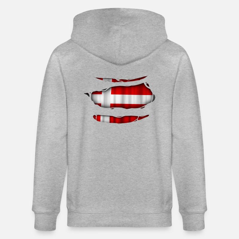 Danemark drapeau Aufgerissen 017 - Veste à capuche bio CULTIVATOR Stanley/Stella Unisexe - gris chiné