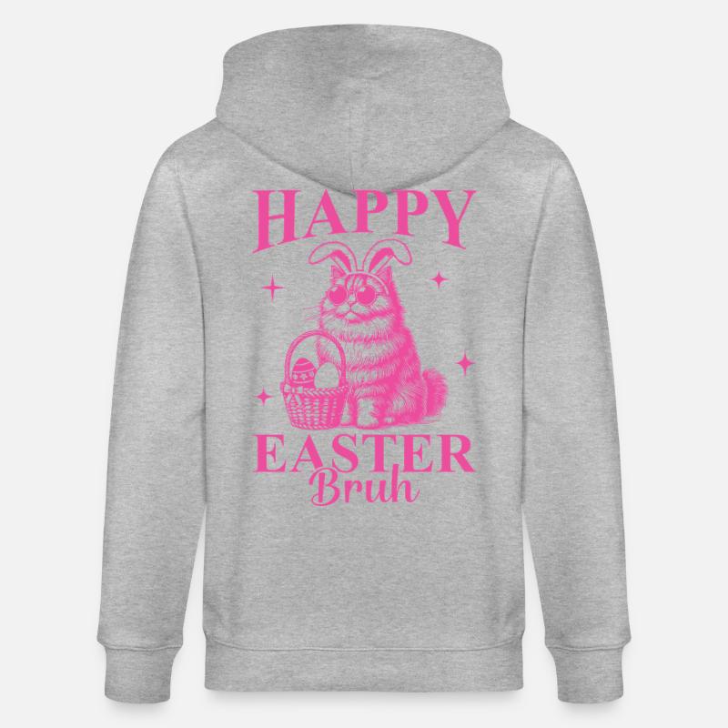 Joyeuses Pâques Bruh - Veste à capuche bio CULTIVATOR Stanley/Stella Unisexe - gris chiné