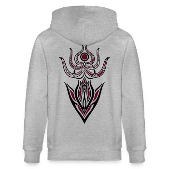 Indian goddess, Pagan Art. - Stanley/Stella CULTIVATOR  Unisex Organic Hooded Jacket - heather grey - Back - Luana (180cm)