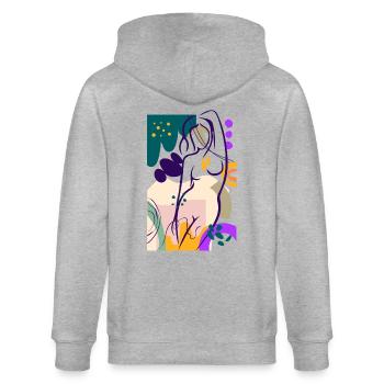 Cadeau nu nudiste nudiste - Veste à capuche bio CULTIVATOR Stanley/Stella Unisexe - gris chiné - Dos - Luana (180cm)