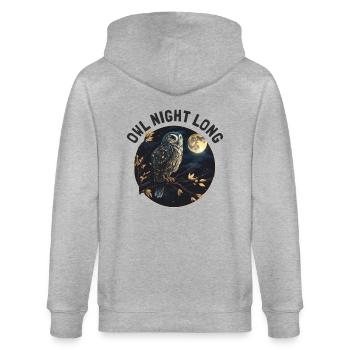 Owl Night Long Night Owl Owl Night Service - Stanley/Stella CULTIVATOR  Unisex Organic Hooded Jacket - heather grey - Back - Luana (180cm)