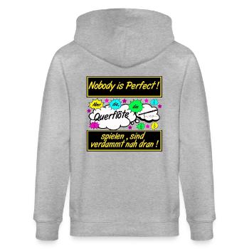 Querflöte , Nobody is Perfect .................... - Stanley/Stella Unisex Bio-Kapuzenjacke CULTIVATOR  - Grau meliert - Hinten - Luana (180cm)