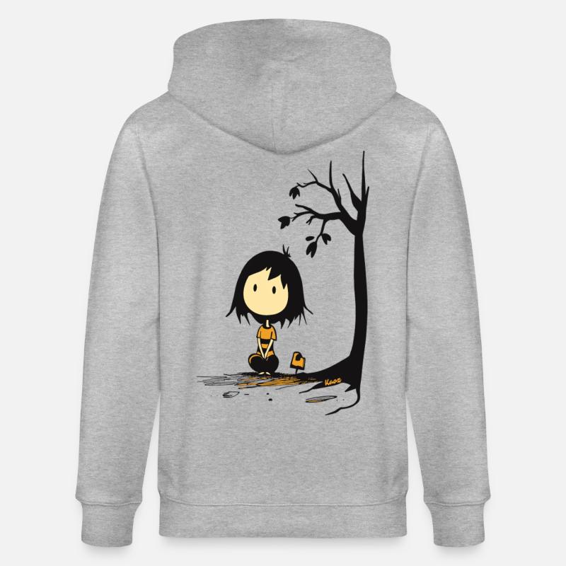 Wunderliches Mädchen unter sternenlosem Baum - Stanley/Stella Unisex Bio-Kapuzenjacke CULTIVATOR - Grau meliert