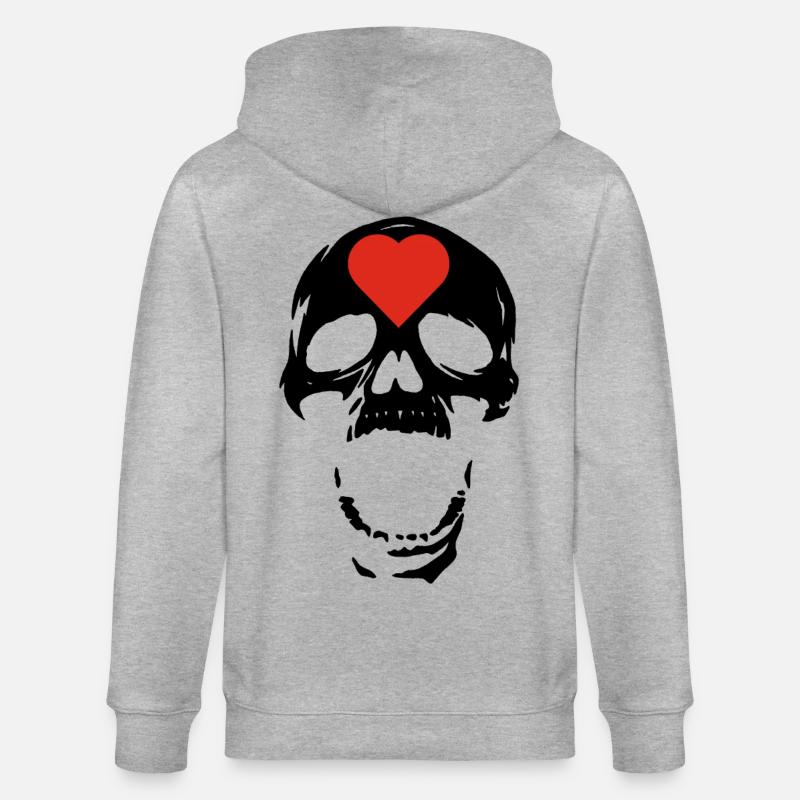 Der schwarze Schädel und das Herz - Stanley/Stella Unisex Bio-Kapuzenjacke CULTIVATOR  - Grau meliert