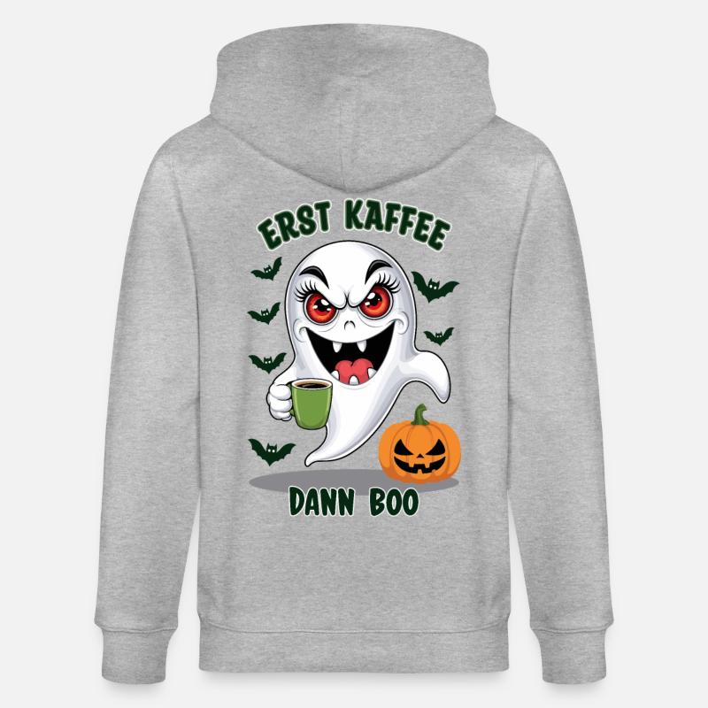 Böser Geist mit Kaffee - Stanley/Stella Unisex Bio-Kapuzenjacke CULTIVATOR  - Grau meliert