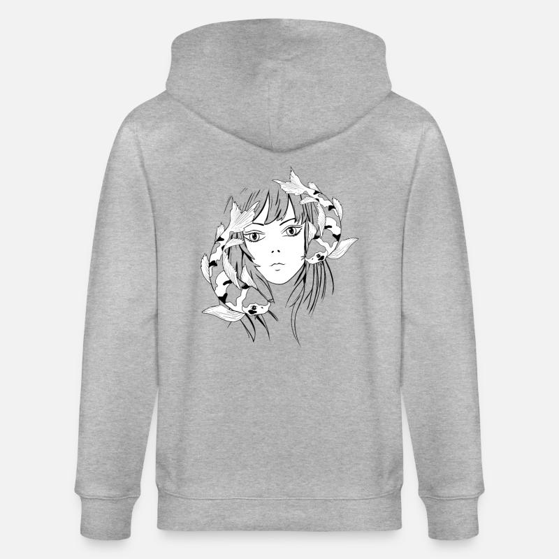 Manga Anime Koi - Veste à capuche bio CULTIVATOR Stanley/Stella Unisexe - gris chiné
