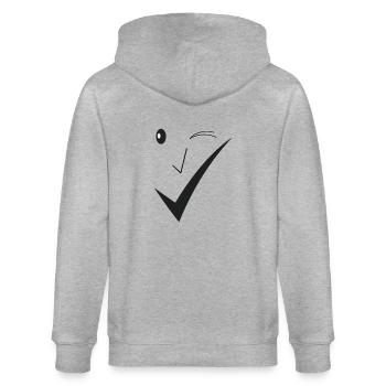 Feines Lächeln - Feines Gesicht D01. - Stanley/Stella Unisex Bio-Kapuzenjacke CULTIVATOR  - Grau meliert - Hinten - Luana (180cm)