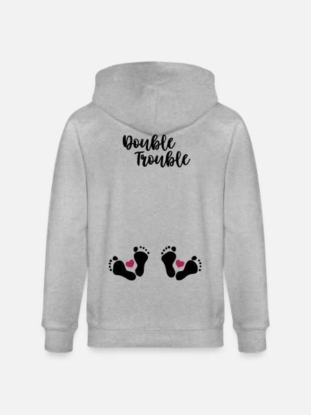 Double Trouble - Pregnant with twins - Stanley/Stella CULTIVATOR  Unisex Organic Hooded Jacket - heather grey