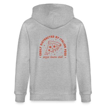 Pizza spécialités italiennes vintage 80s aesthetic - Veste à capuche bio CULTIVATOR Stanley/Stella Unisexe - gris chiné - Dos - Luana (180cm)