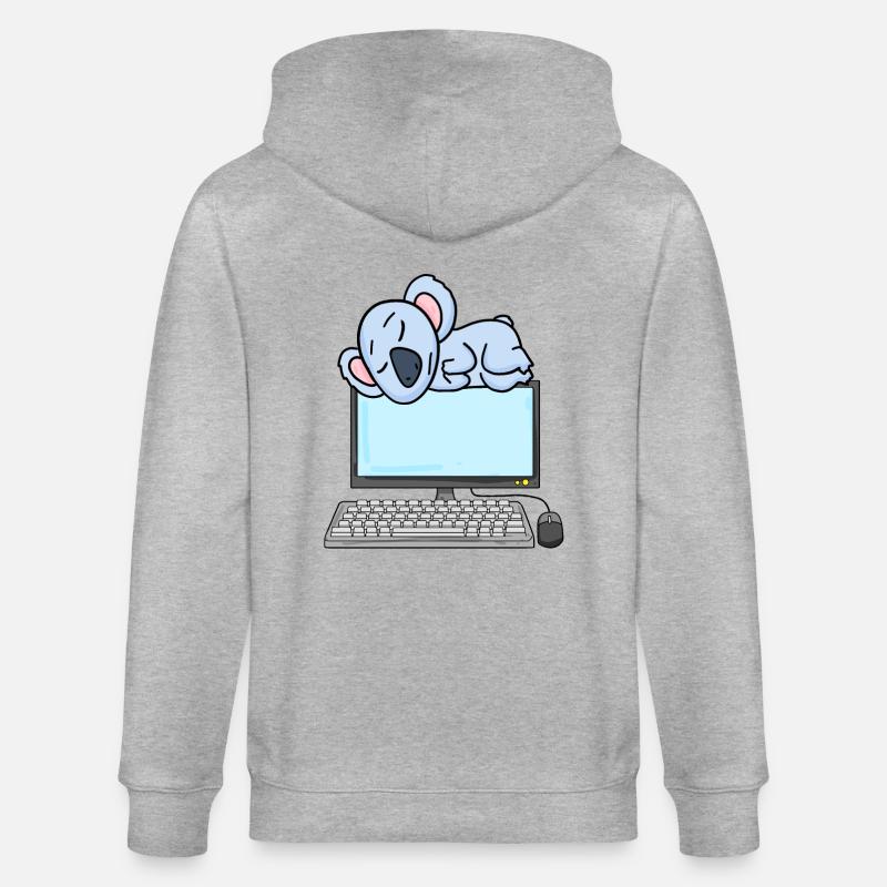 Koala Computer Nerd Programmer Gift - Stanley/Stella CULTIVATOR  Unisex Organic Hooded Jacket - heather grey