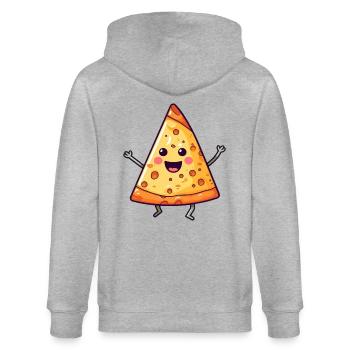 Pizza Salami dansante - Kawaii Style - Veste à capuche bio CULTIVATOR Stanley/Stella Unisexe - gris chiné - Dos - Luana (180cm)