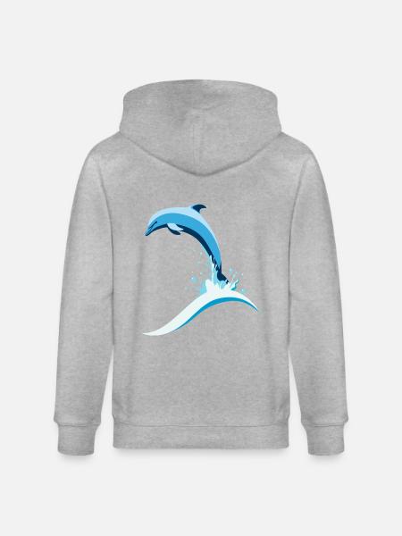 Jumping Dolphin - Stanley/Stella CULTIVATOR Unisex Organic Hooded Jacket - heather grey