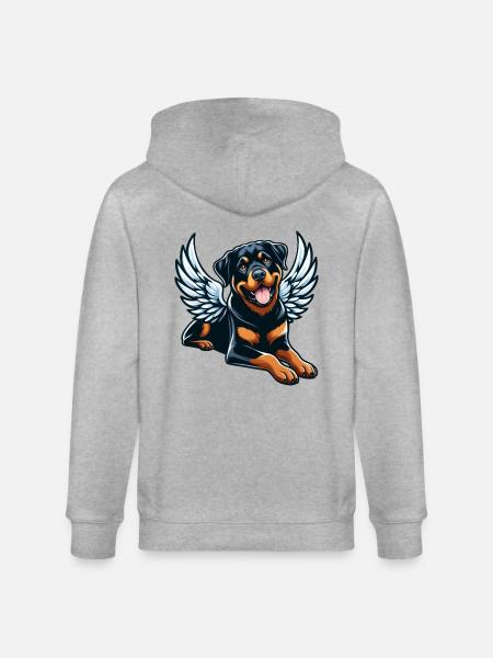 Süßer Rottweiler Engel Comic-Stil - Stanley/Stella Unisex Bio-Kapuzenjacke CULTIVATOR - Grau meliert