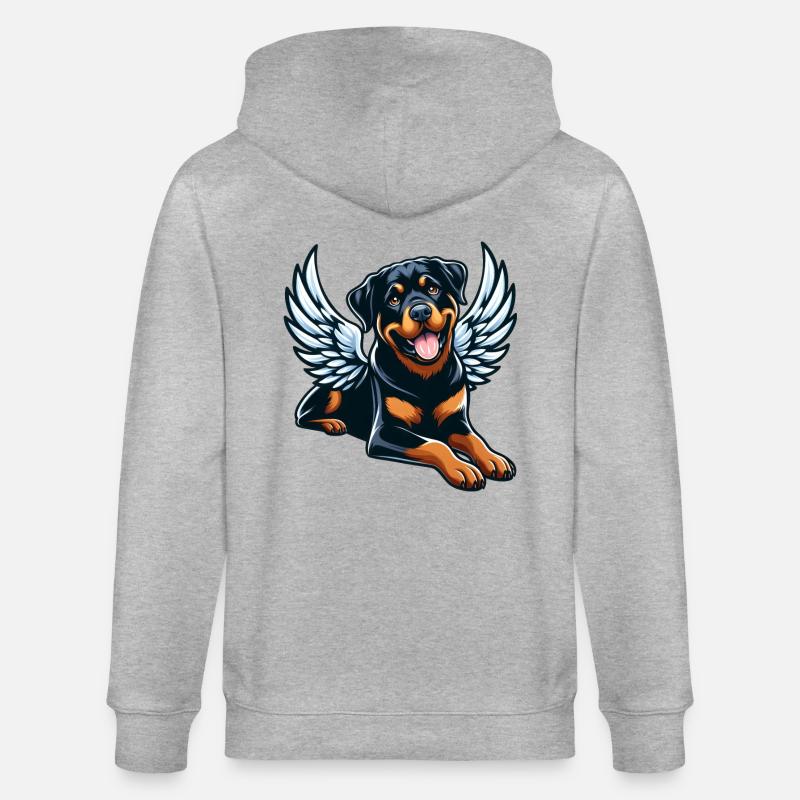 Mignon Rottweiler ange style comique - Veste à capuche bio CULTIVATOR Stanley/Stella Unisexe - gris chiné