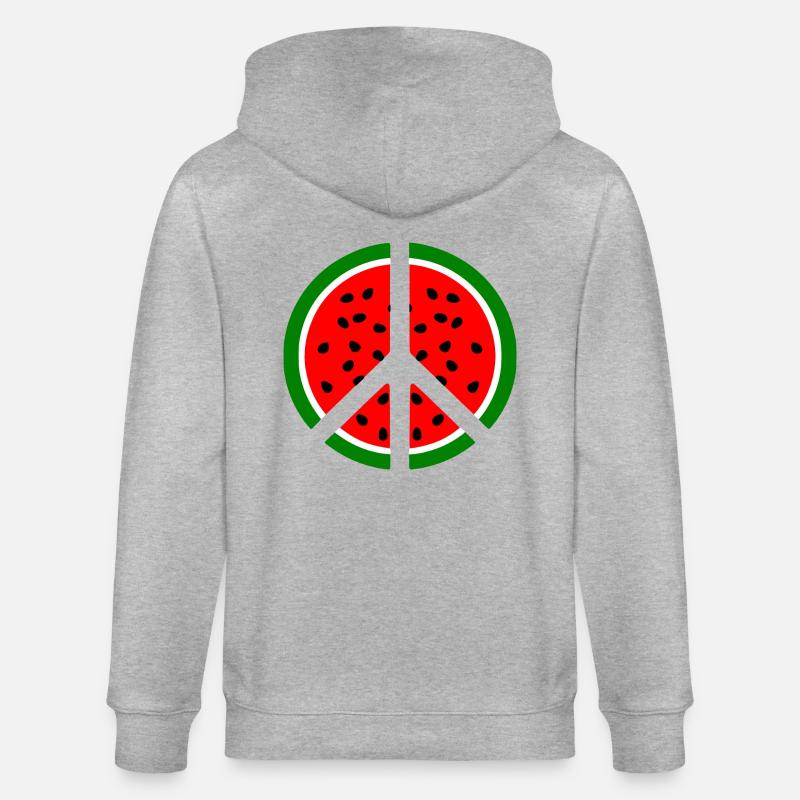 Signe de paix pastèque melon - Veste à capuche bio CULTIVATOR Stanley/Stella Unisexe - gris chiné