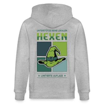 Witches - Stanley/Stella CULTIVATOR  Unisex Organic Hooded Jacket - heather grey - Back - Luana (180cm)