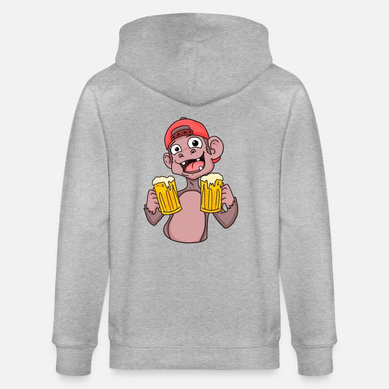 Affe mit Biergläser - Stanley/Stella Unisex Bio-Kapuzenjacke CULTIVATOR  - Grau meliert
