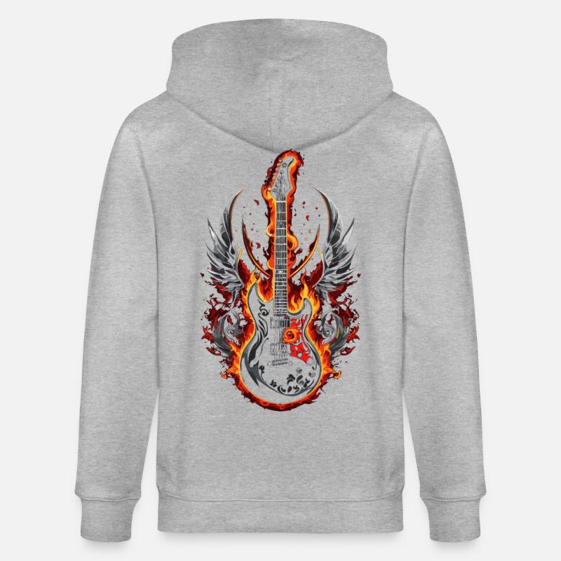 Fire Winged Gitarre - Stanley/Stella Unisex Bio-Kapuzenjacke CULTIVATOR  - Grau meliert