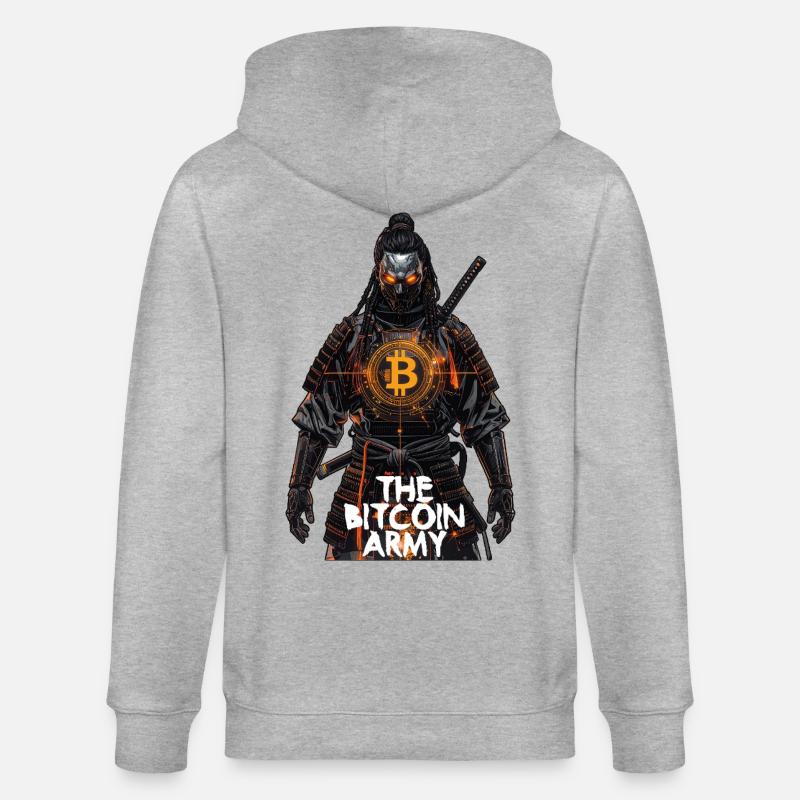 Bitcoin Bazooka – Die Bitcoin-Armee – Samurai 01 - Stanley/Stella Unisex Bio-Kapuzenjacke CULTIVATOR  - Grau meliert