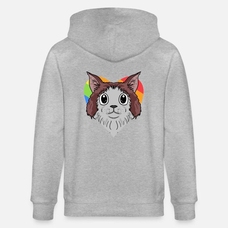 Chat LGBT Maine Coon Rainbow - Veste à capuche bio CULTIVATOR Stanley/Stella Unisexe - gris chiné