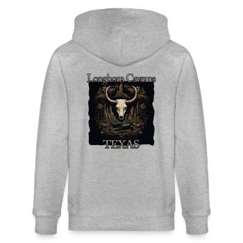 USA Vacation in Texas: Longhorn Caves - Stanley/Stella CULTIVATOR  Unisex Organic Hooded Jacket - heather grey - Back - Luana (180cm)
