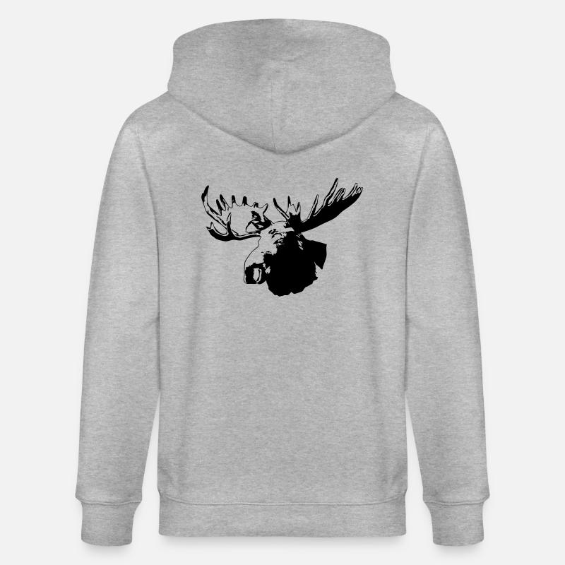 elch - elk - moose - jagd - jäger - Stanley/Stella Unisex Bio-Kapuzenjacke CULTIVATOR  - Grau meliert