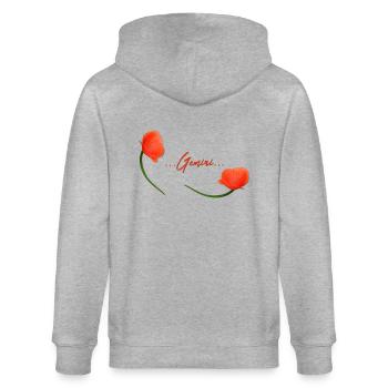 Zwillinge Mohn Klatschmohn Sternzeichen Zwillinge - Stanley/Stella Unisex Bio-Kapuzenjacke CULTIVATOR  - Grau meliert - Hinten - Luana (180cm)