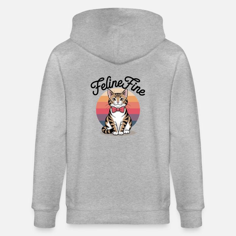 Feline Fine – Chat Sunset Rétro - Veste à capuche bio CULTIVATOR Stanley/Stella Unisexe - gris chiné