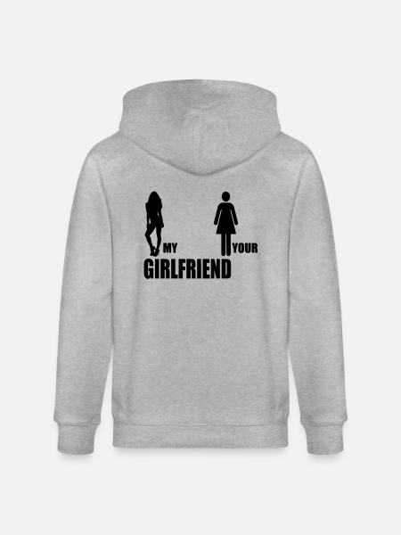 my girlfriend your girlfriend - Stanley/Stella CULTIVATOR Unisex Organic Hooded Jacket - heather grey