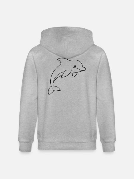 Minimalistic Dolphin - Stanley/Stella CULTIVATOR Unisex Organic Hooded Jacket - heather grey