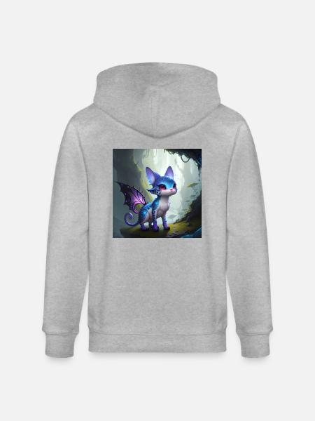 Alien cat with wings, Fantastic - Stanley/Stella CULTIVATOR  Unisex Organic Hooded Jacket - heather grey