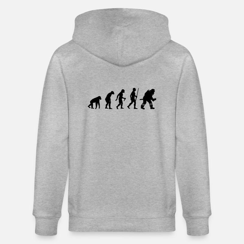 L'évolution des pompiers - Veste à capuche bio CULTIVATOR Stanley/Stella Unisexe - gris chiné