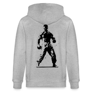 Kickboxer - Stanley/Stella Unisex Bio-Kapuzenjacke CULTIVATOR  - Grau meliert - Hinten - Luana (180cm)