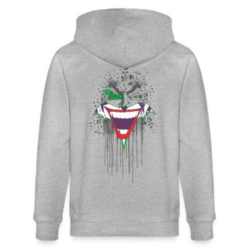 DC Comics Originals Joker Fratze Batsymbol - Stanley/Stella Unisex Bio-Kapuzenjacke CULTIVATOR  - Grau meliert - Hinten - Luana (180cm)