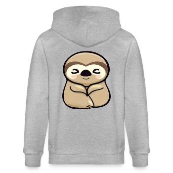 Süßes Faultier, Minimalistisches Tierdesign - Stanley/Stella Unisex Bio-Kapuzenjacke CULTIVATOR  - Grau meliert - Hinten - Luana (180cm)