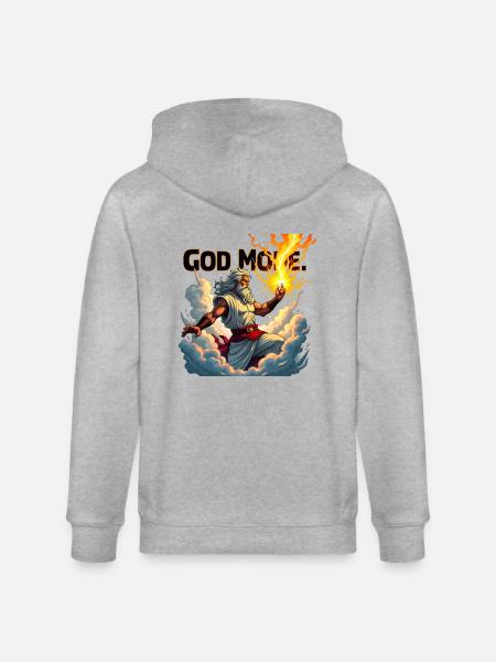 God Mode - Zeus kaster lyn i skyerne - Stanley/Stella økologisk unisex-hættejakke CULTIVATOR  - grå meleret
