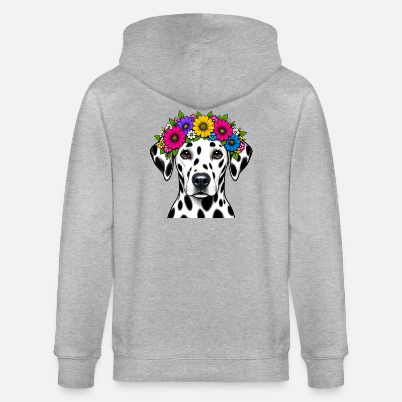Dalmatien avec couronne de fleurs - Veste à capuche bio CULTIVATOR Stanley/Stella Unisexe - gris chiné