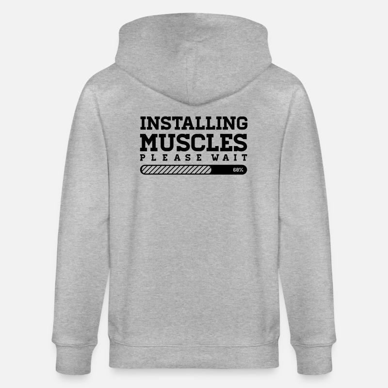 INSTALLING MUSCLES - PLEASE WAIT - Stanley/Stella Unisex Bio-Kapuzenjacke CULTIVATOR  - Grau meliert